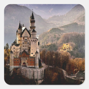 Neuschwanstein Castle Tysklandare Fyrkantigt Klistermärke