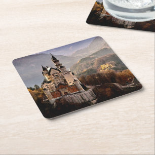 Neuschwanstein Castle Tysklandare Underlägg Papper Kvadrat
