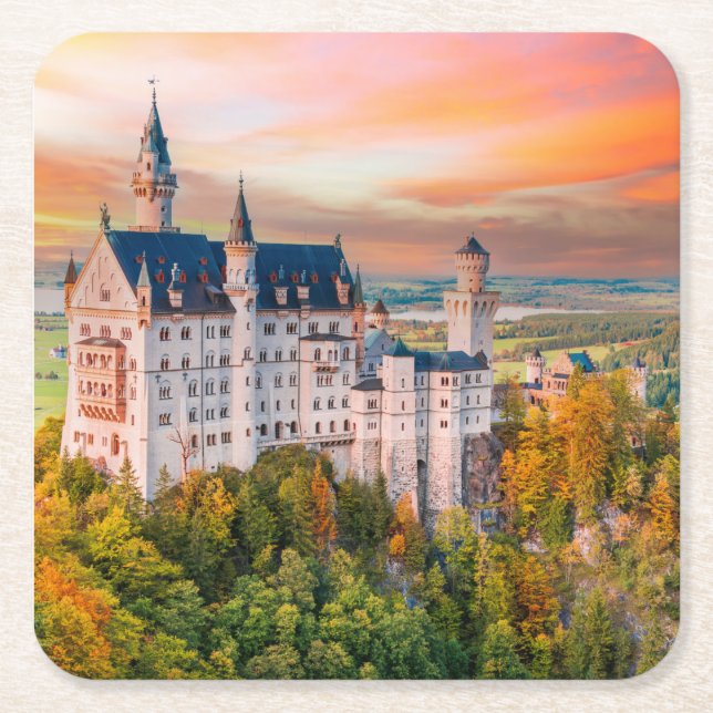 Neuschwanstein castle underlägg papper kvadrat (Framsidan)