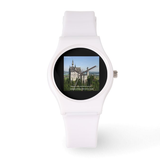 Neuschwanstein Slott Dam Vit Silikonklocka Armbandsur (Framsida)