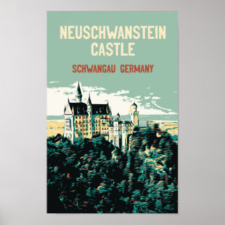 Neuschwanstein-slott i Schwangau, Tyskland Postca Poster