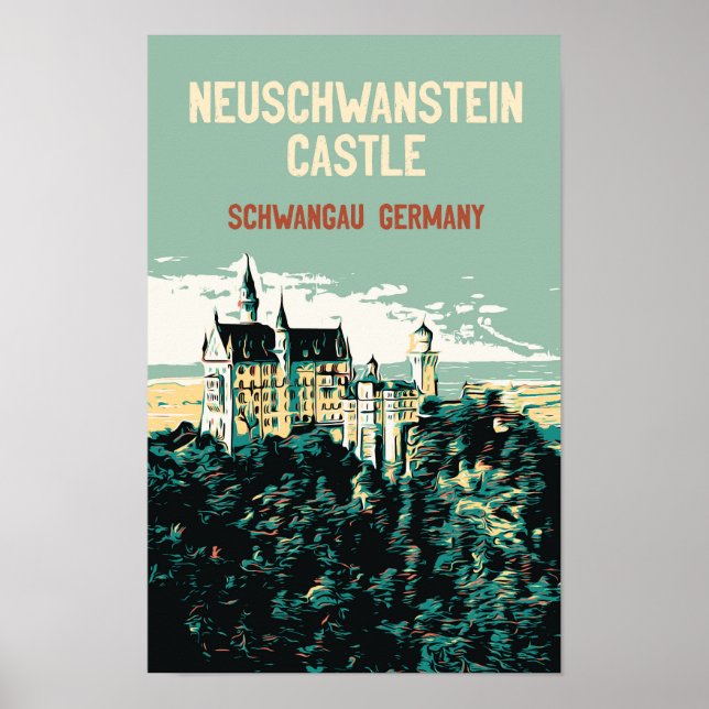 Neuschwanstein-slott i Schwangau, Tyskland Postca Poster (Framsidan)