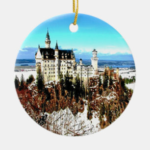 NEUSCHWANSTEIN SLOTT, TYSKLAND JULGRANSPRYDNAD KERAMIK
