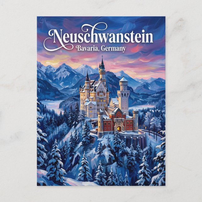 Neuschwanstein slott Tyskland Vykort (Framsida)