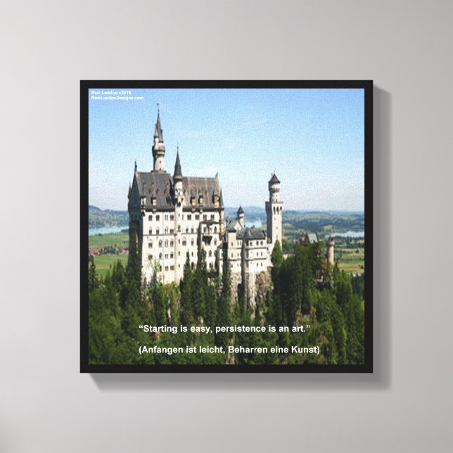 Neuschwanstein Slott & Tyskt Citat Canvastryck (Framsida)