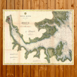 Neuse River North Carolina Antique karta Poster