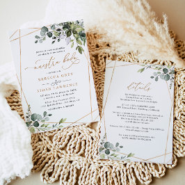 Neustra Boda Rustic Greenery Guld Bröllop Inbjudningar