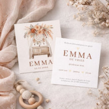 Neutraal Boho Wieg Bloemen Aardetinten geboorte