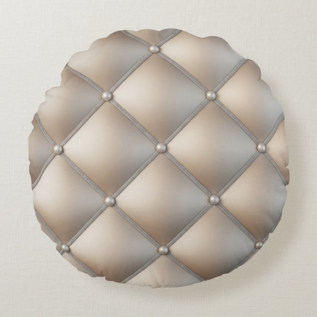 Neutral 3D Diamond Throw Pillow: AccessorizedPearl Rund Kudde (Framsidan)