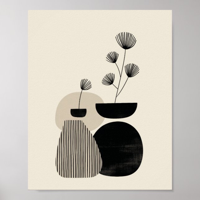 Neutral Abstract Vase Art Poster (Framsidan)