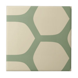 Neutral Abstrakt Grön & Beige Minimal Mönster Kakelplatta