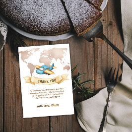 Neutral Adventure World Map Airplane Baby Shower Tack Kort