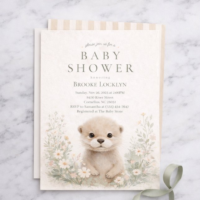 Neutral Akvarell Utter Baby Shower | Skogstema Inbjudningar (Skapare uppladdad)