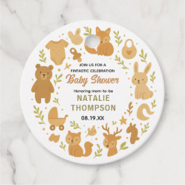 Neutral Baby Boy Shower | Cute Safari Animal Gåvor Etiketter