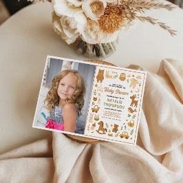 Neutral Baby Boy Shower | Cute Safari Animal Inbjudningar