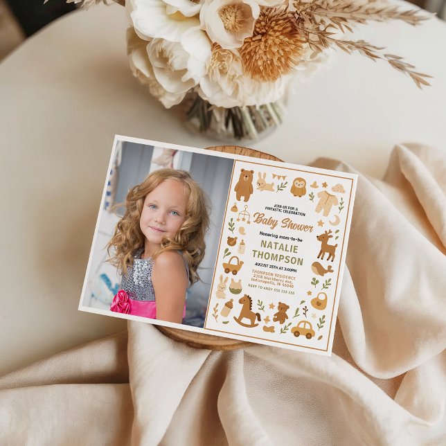 Neutral Baby Boy Shower | Cute Safari Animal Inbjudningar (Neutral Baby Boy Shower | Cute Safari Animal Invitation
)