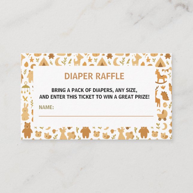 Neutral Baby Boy Shower | Cute Safari Animal Tilläggskort (Framsida)