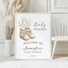 Neutral Baby in Bloom Babyskor Shower Välkommen