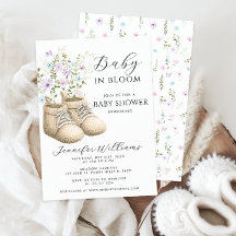 Neutral Baby in Bloom Blommiga stövlar Babyshower