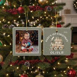 Neutral Baby’s 1st Christmas Train Keepsake Photo Julgransprydnad Keramik