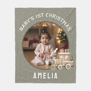 Neutral Baby’s 1st Christmas Train Minnessmycke Fo Fleecefilt