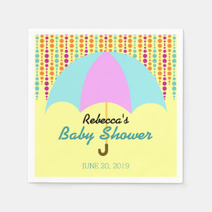 Neutral baby shower för gender med paraplyet pappersservett