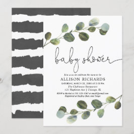 Neutral baby shower för grönskagender, svart vit inbjudningar