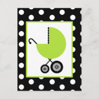 Neutral baby shower - grön vagn & polka dots