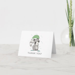 Neutral baby showertackkort för Raccoon Tack Kort