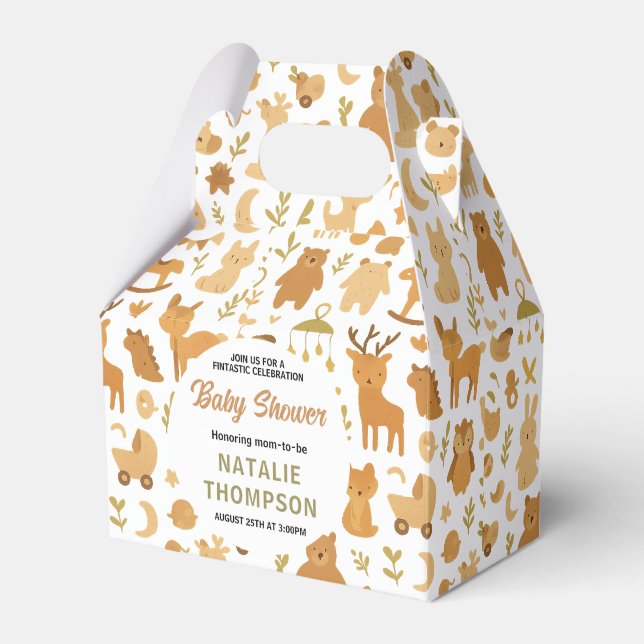 Neutral babyboy shower | Söt safari-djur Presentaskar (Framsidan Sidan)