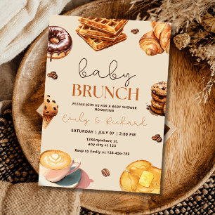 Neutral Babybrunch Baby Shower Inbjudan, Frukost Inbjudningar
