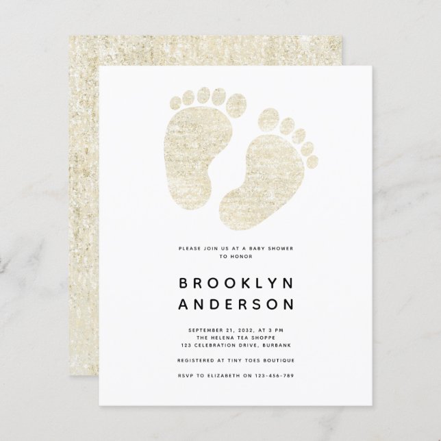 Neutral babystötare för baby fötter Guld Glitter (Fram/baksida)