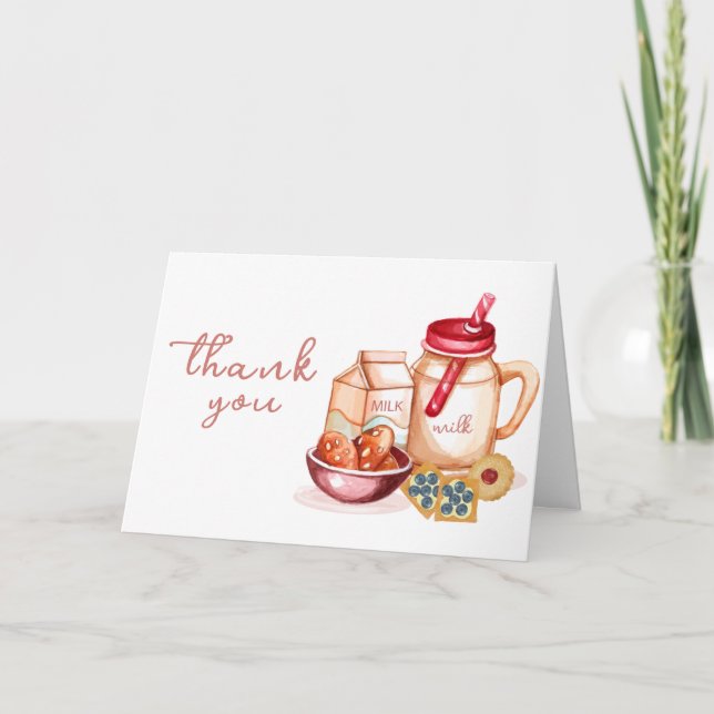 Neutral babystövel för mjölk & cookie tack kort (Framsida)