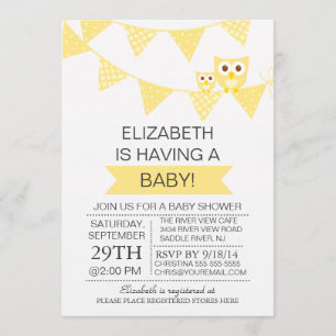 Neutral babystövel vid modern Bunting Uggla Inbjudningar