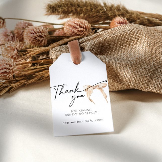 Neutral båge som knyter knuten Bröllopsfest Tack Presentetikett (Skapare uppladdad)