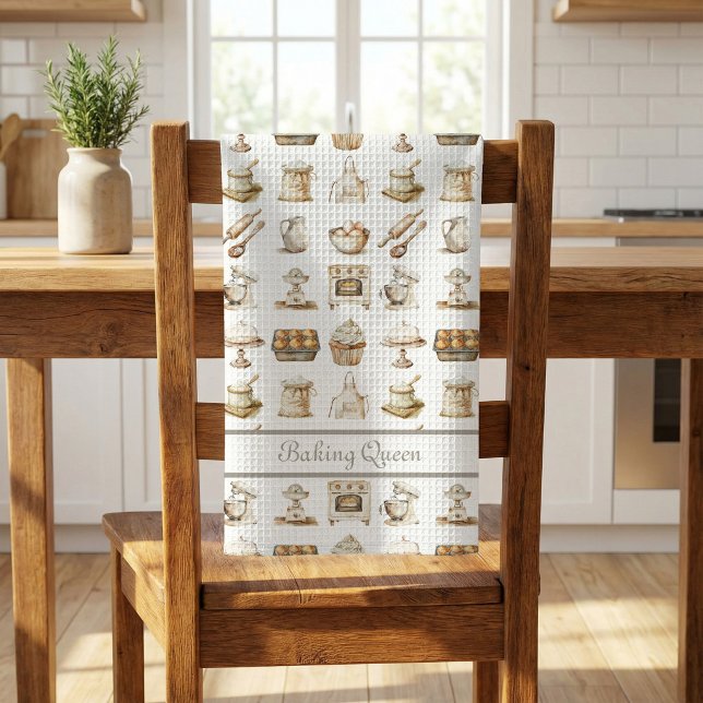 Neutral Bakdrottning  Kökshandduk (Baking Queen Neutral Kitchen Towel)