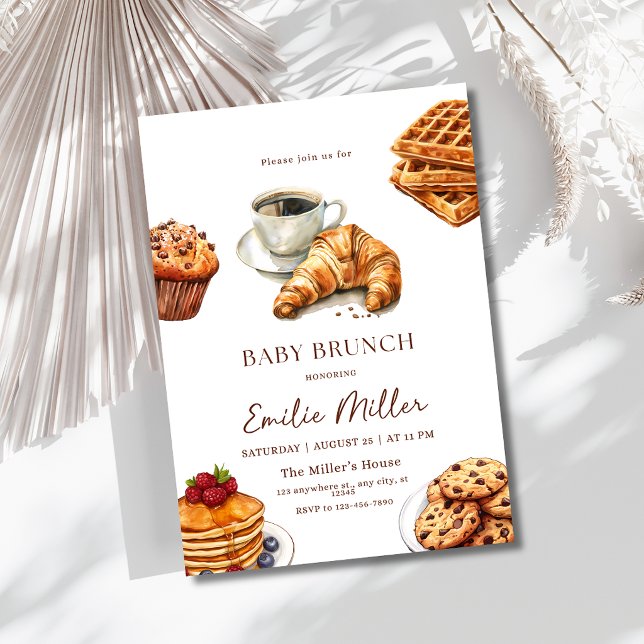 Neutral barnrumsbrunch för babyfirande  inbjudningar (Skapare uppladdad)