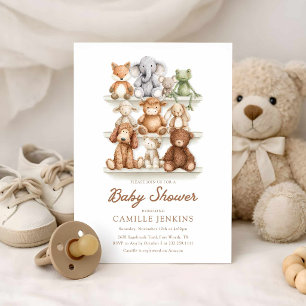 Neutral Barnrumsdjur Baby Shower Inbjudningar