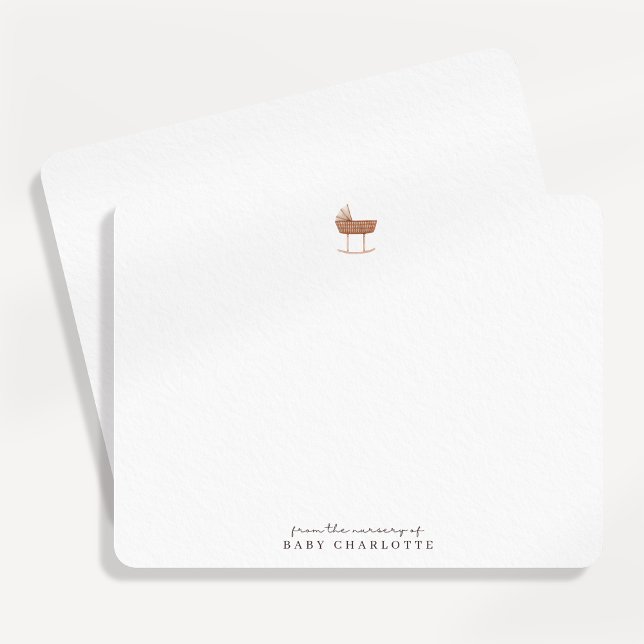 Neutral Bassinet Nursery Note Card Inbjudningar (Skapare uppladdad)