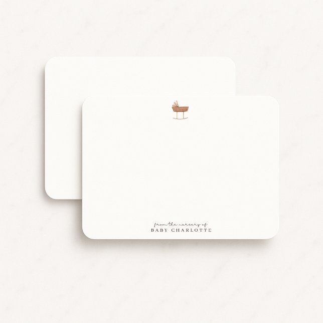 Neutral Bassinet Nursery Note Card Inbjudningar (Skapare uppladdad)