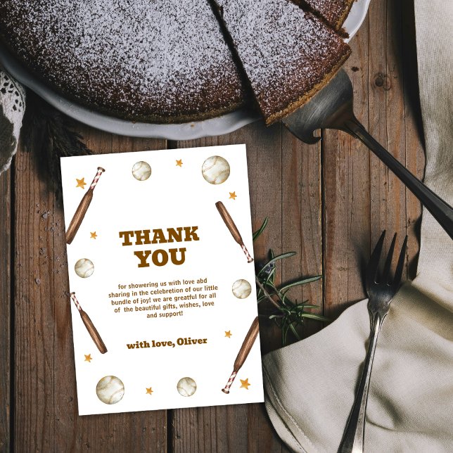 Neutral Batter Up Baseball Sport Baby Shower Tack Kort (Neutral Batter Up Baseball Sport Baby Shower Thank You Card)