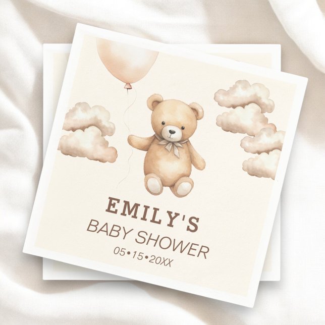 Neutral Bearly Can Wait Baby Shower  Pappersservett (Skapare uppladdad)