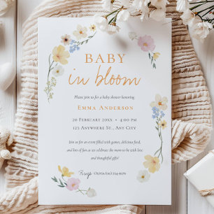 Neutral Bebis i blom Baby Shower-inbjudan Inbjudningar