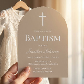 Neutral Beige Arch Baptism  Inbjudningar