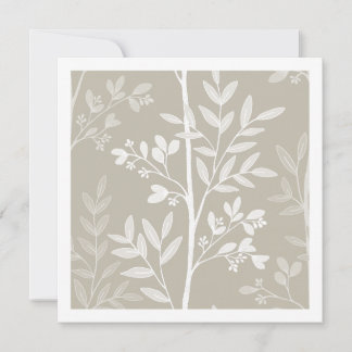 Neutral Beige Blommig Silhuett Botanisk Konst Kort
