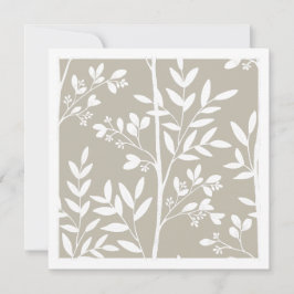 Neutral Beige Blommig Silhuett Botanisk Konst Kort