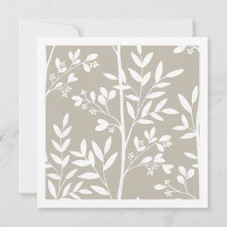 Neutral Beige Blommig Silhuett Botanisk Konst Kort