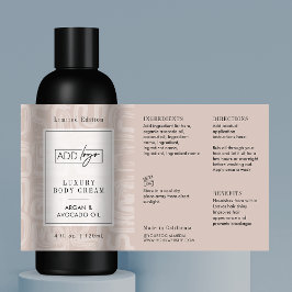 Neutral Beige Boho-logotyp 4OZ Kosmetisk flaska Rektangulärt Klistermärke