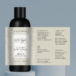 Neutral Beige Boho Mönster Logo 4OZ Cosmo Flaska Rektangulärt Klistermärke