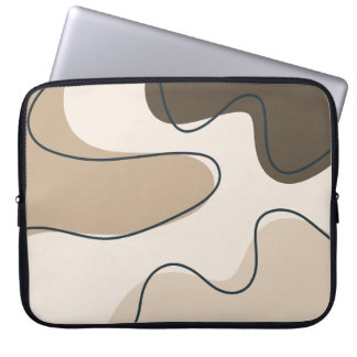 Neutral Beige & Brun Abstrakt Boho Flytande Virvel Laptop Fodral